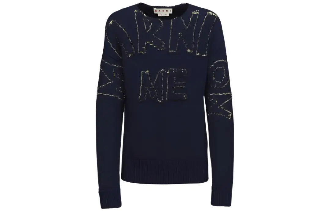 MARNI Cashmere Sweaters Men's Blue Crew Neck Moderate