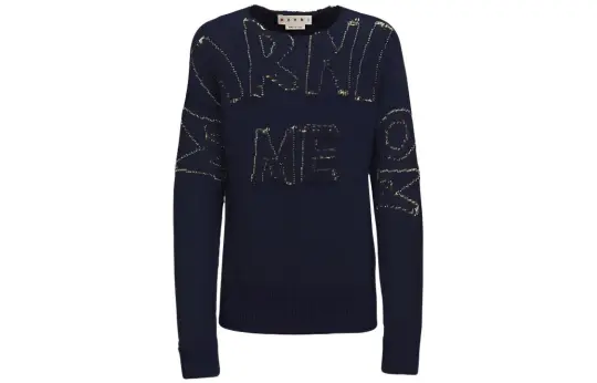 MARNI Cashmere Sweaters Men's Blue Crew Neck Moderate
