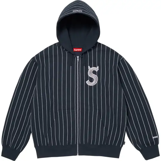 Supreme SS26 WEEK5 Толстовка с капюшоном на молнии с логотипом Devil S Толстовка с открытыми плечами и капюшоном на молнии с вышитым логотипом Devil S, одинаковый стиль для мужчин и женщин