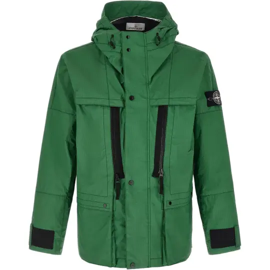STONE ISLAND SS26 Термореактивный металл Lamina с белой этикеткой, термочувствительная алюминиевая пленка на подкладке, ветрозащитная и дышащая мужская куртка
