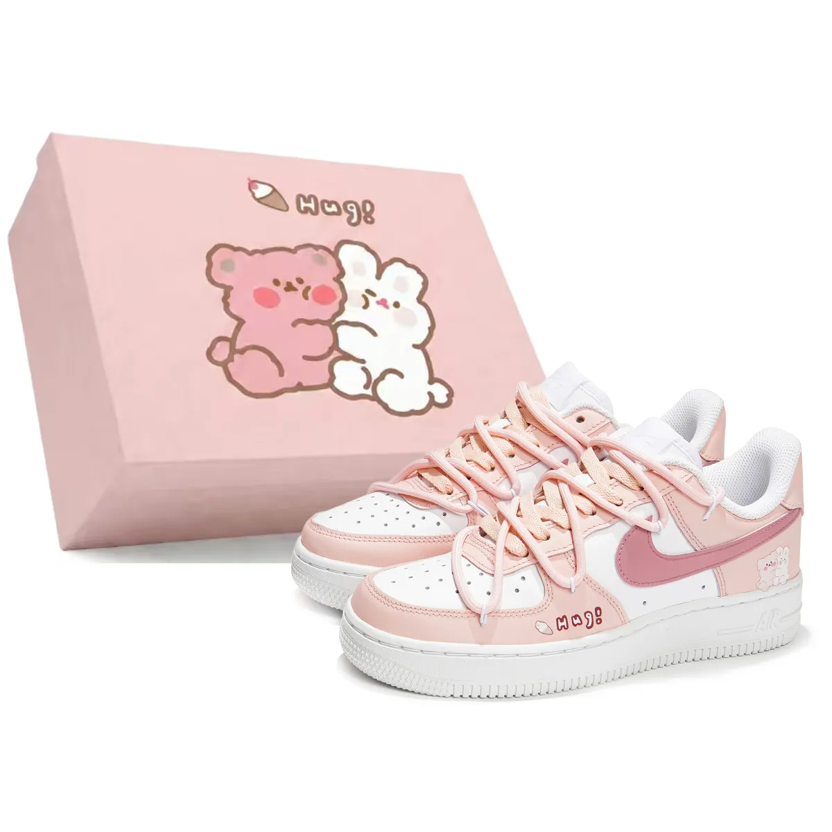 Nike Air Force 1 Slip Resistant Low top Skateboard Shoes Women's White Pink