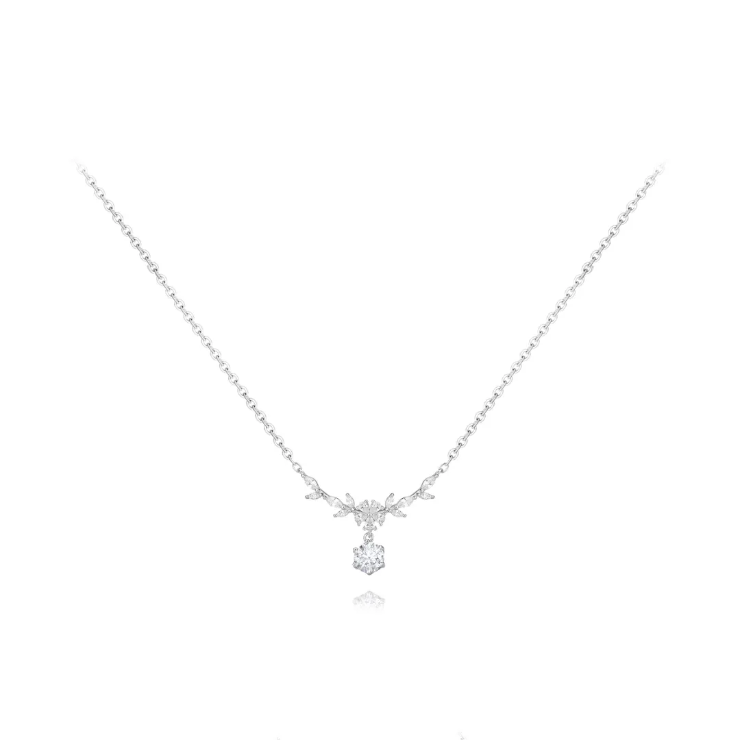 FANFRI 999 Silver Zircon Necklaces Women's Anniversary Commemoration Box