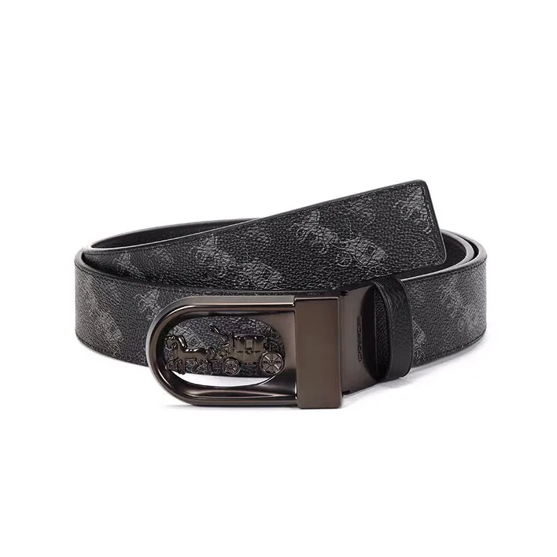 COACH Leather Belts Men's Black Width 3.8cm