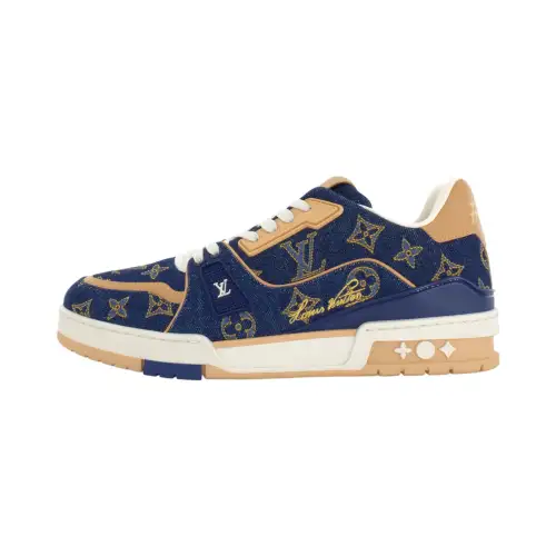 LOUIS VUITTON Trainer Low top Skateboard Shoes Men's Sea Blue