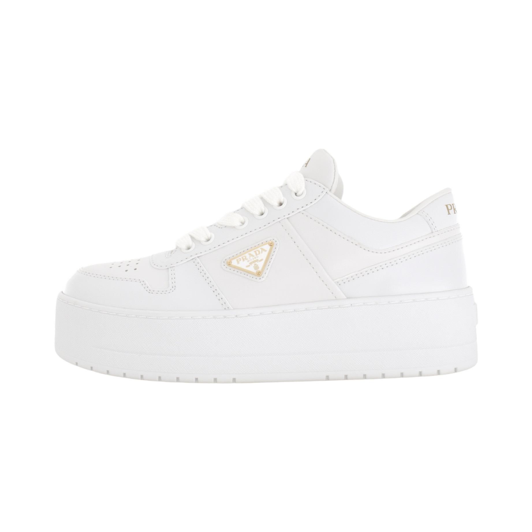 PRADA Downtown Bold Height Increasing Platform Shoes Low top Skateboard Shoes Women's White