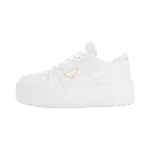 PRADA Downtown Bold Height Increasing Platform Shoes Low top Skateboard Shoes Women's White
