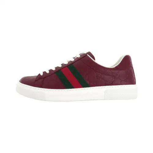 GUCCI ACE Leather Low top Skateboard Shoes Women's Red