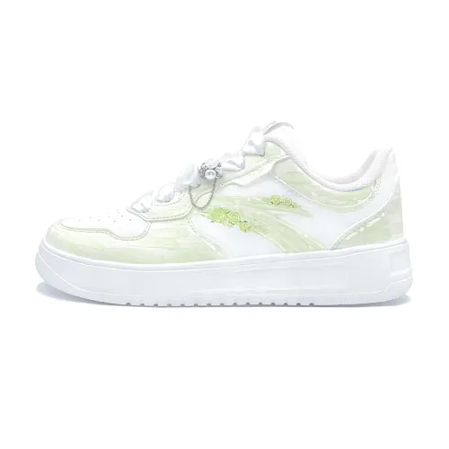 Anta Easy Abrasion Resistant Breathable Low top Skateboard Shoes Unisex White Green
