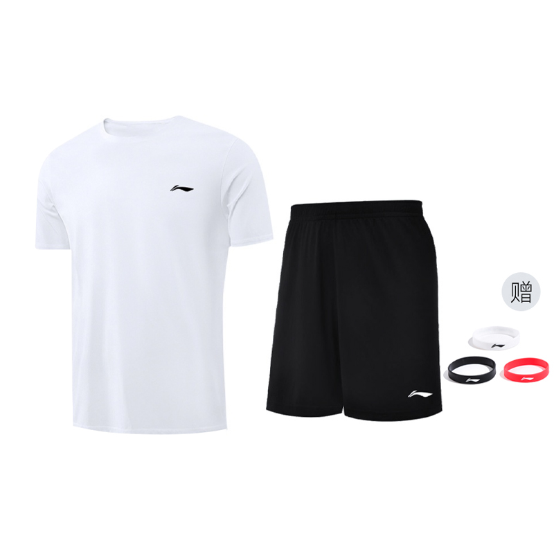 Li Ning Summer Casual Sportswear Unisex Two Piece Set White+Black