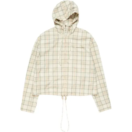 Acne Studios SS26 свободная женская куртка в клетку с длинными рукавами и капюшоном