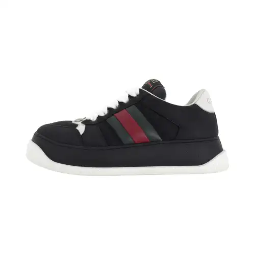 GUCCI Screener Leather Low top Casual Shoes Men's Black