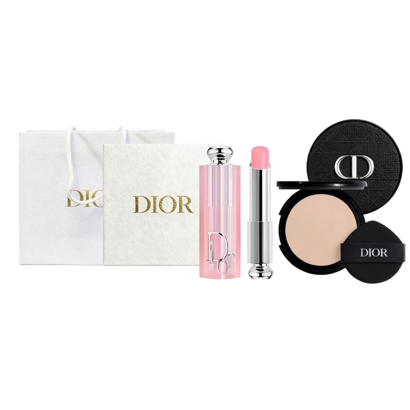 Набор косметики Dior Lip Glow и Cushion (бежевый)