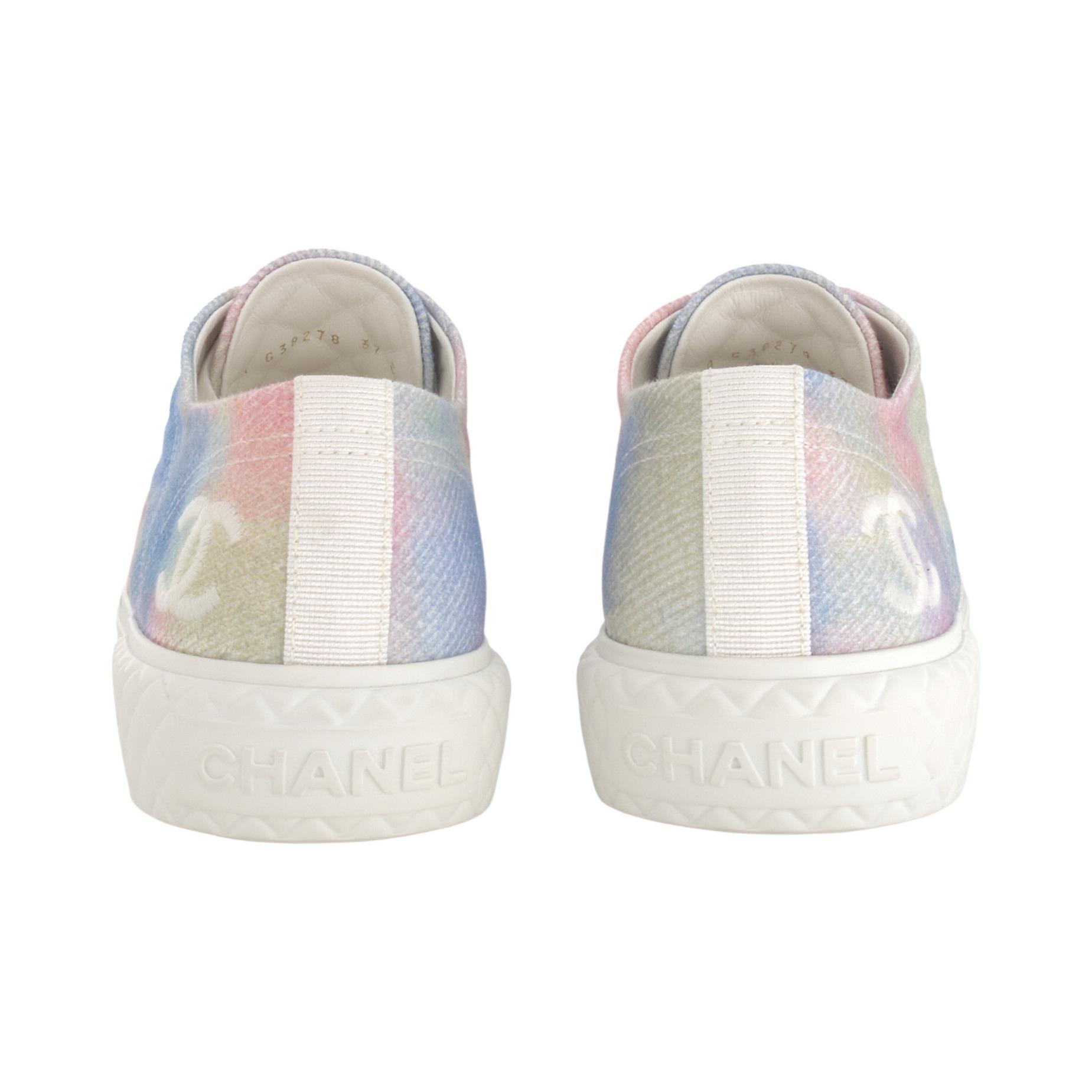Женские кеды Chanel Tricolor (розово-сине-белые) — фото 5