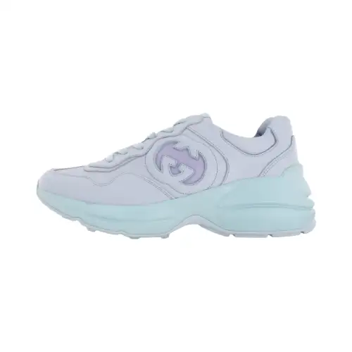 GUCCI Rhyton Leather Low top Chunky Sneakers Women's Light Blue