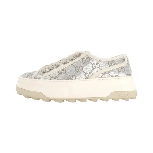 GUCCI Tennis 1977 Low top Skateboard Shoes Women's Silver