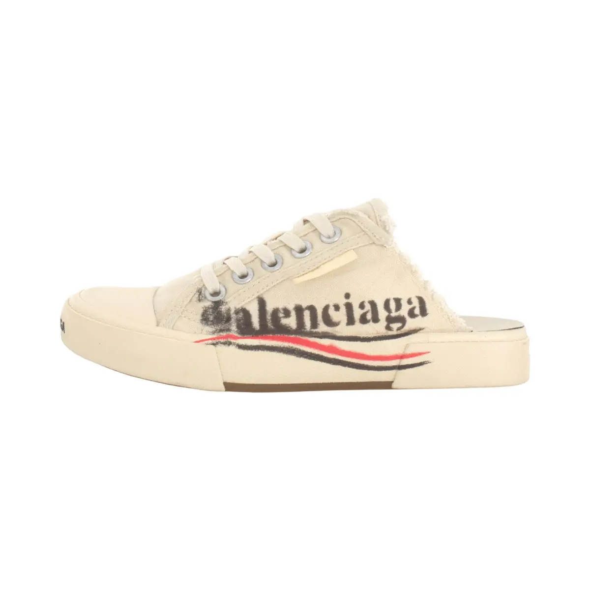 Balenciaga PARIS Closed Toe Slippers Women's White & Black & Red