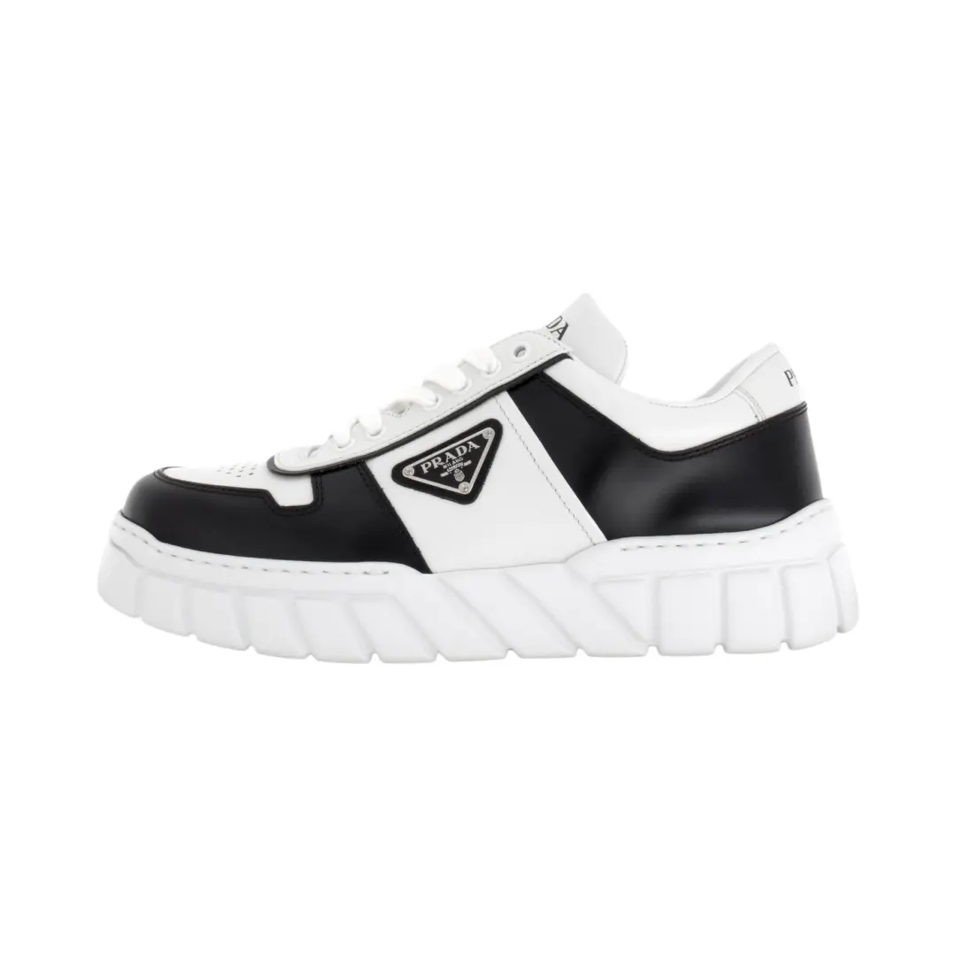 PRADA Voluminous Sneakers Leather White Black