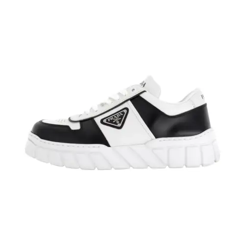 PRADA Voluminous Sneakers Leather White Black