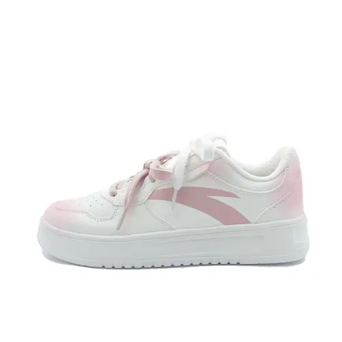 Anta Easy Synthetic Leather Slip Resistant Abrasion Resistant Low top Skateboard Shoes Women's Pink
