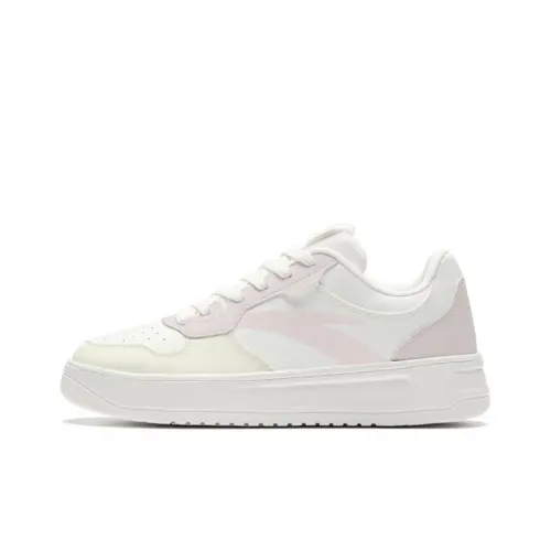 Anta Slip Resistant, Abrasion Resistant, Lightweight Low top Skateboard Shoes Women's White Pink Yellow