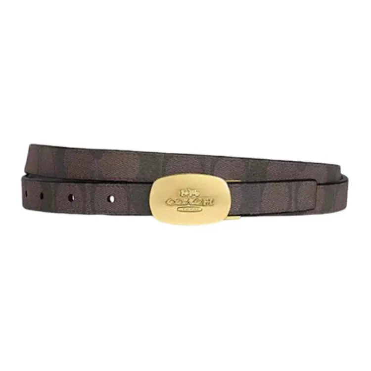 COACH Leather Coated Canvas Leather Belts Women's Black Width 1.8cm