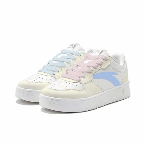 Anta Easy Slip Resistant Abrasion Resistant Low top Skateboard Shoes Women's White Yellow