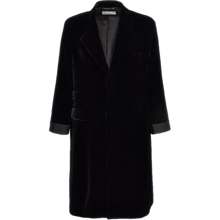 SAINT LAURENT Coats Men's Black Lapel Moderate Straight Fit