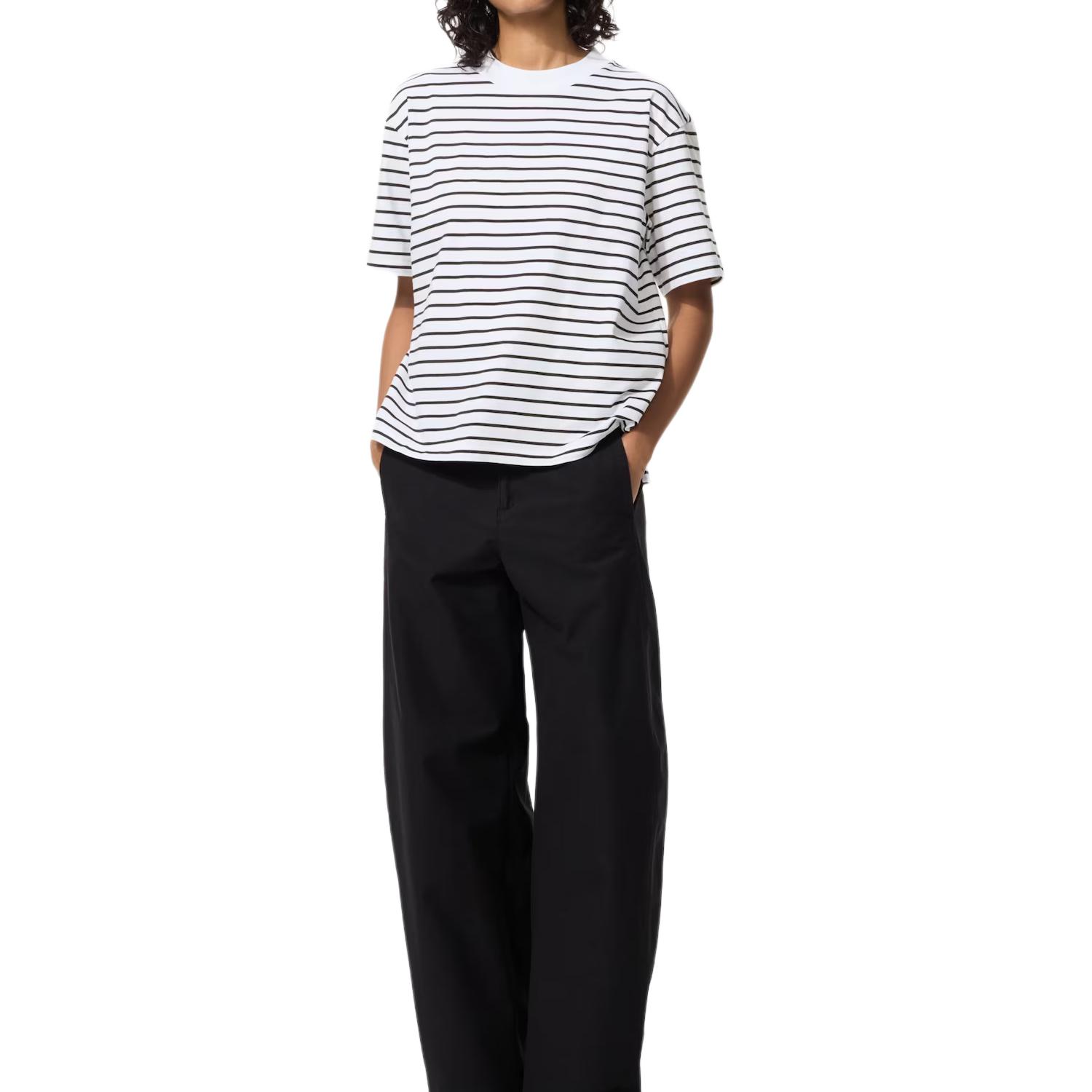 Женская футболка UNIQLO Striped T-shirt (белая)