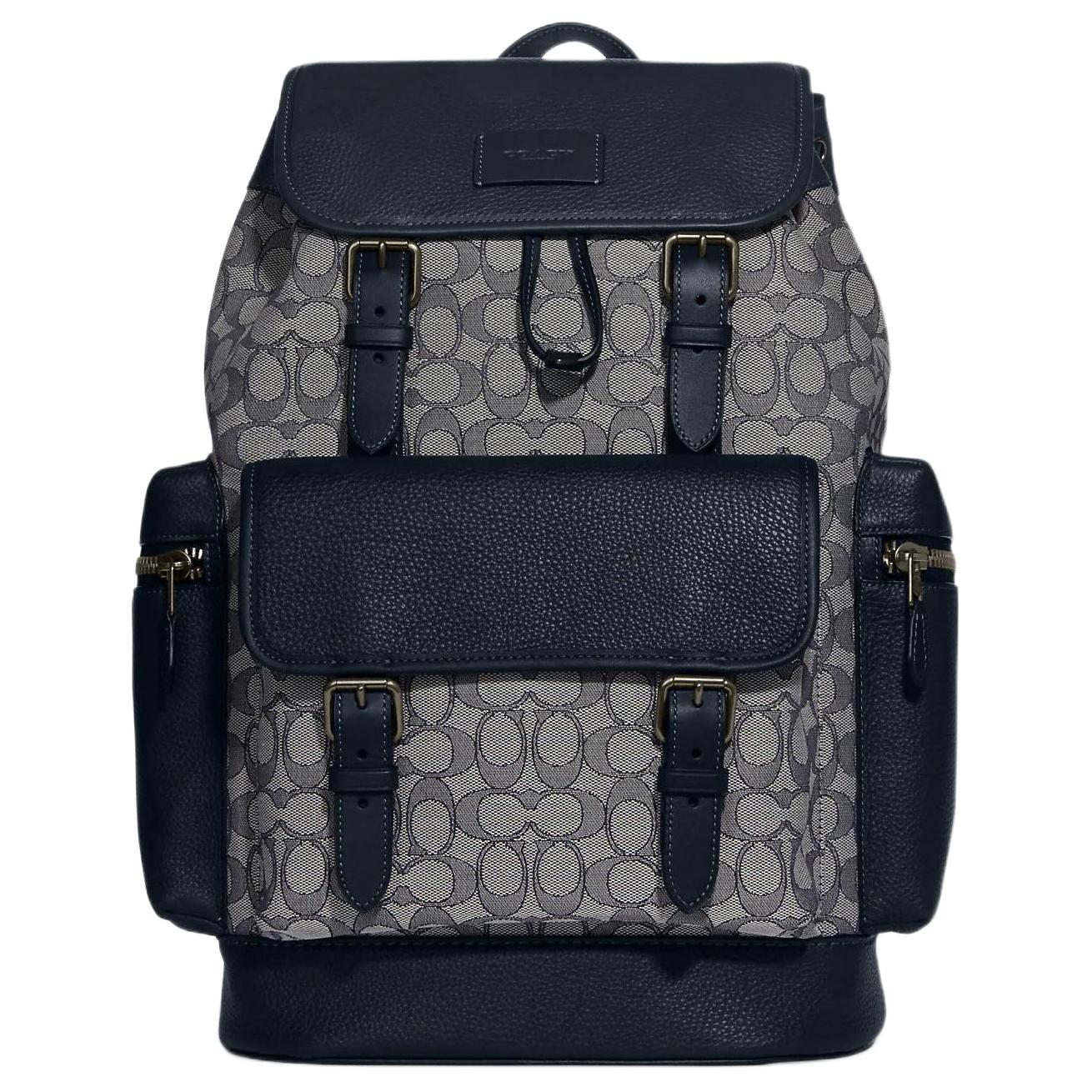 COACH Sprint Textile, Cow Leather Backpack Large Men's Gray & Black