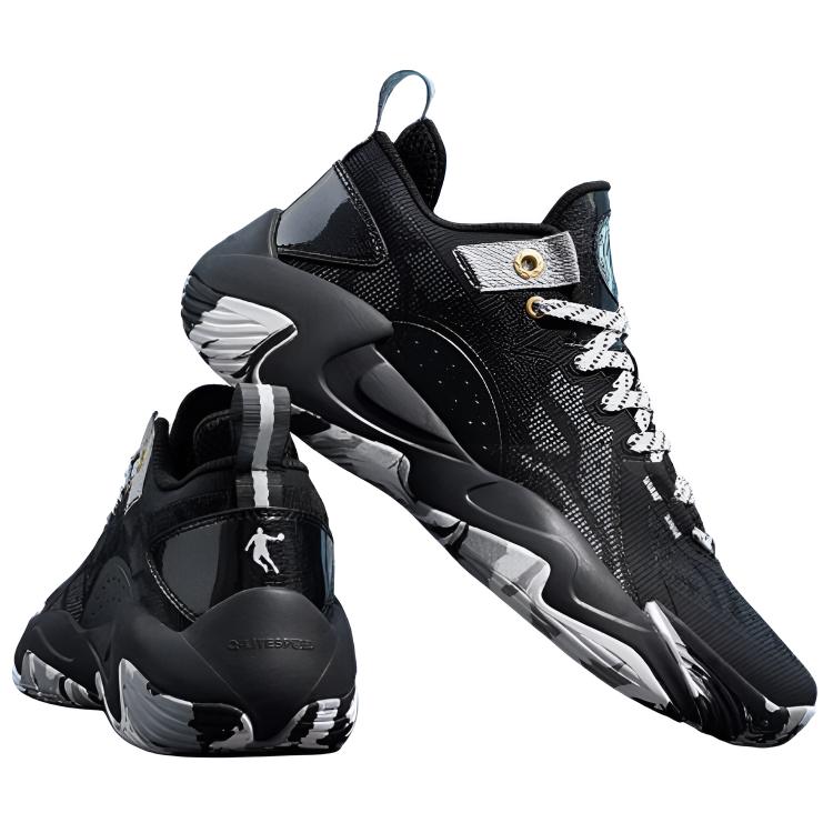 QIAODAN Support Breathable Abrasion Resistant Low top Basketball Shoes Men’s Black Gray