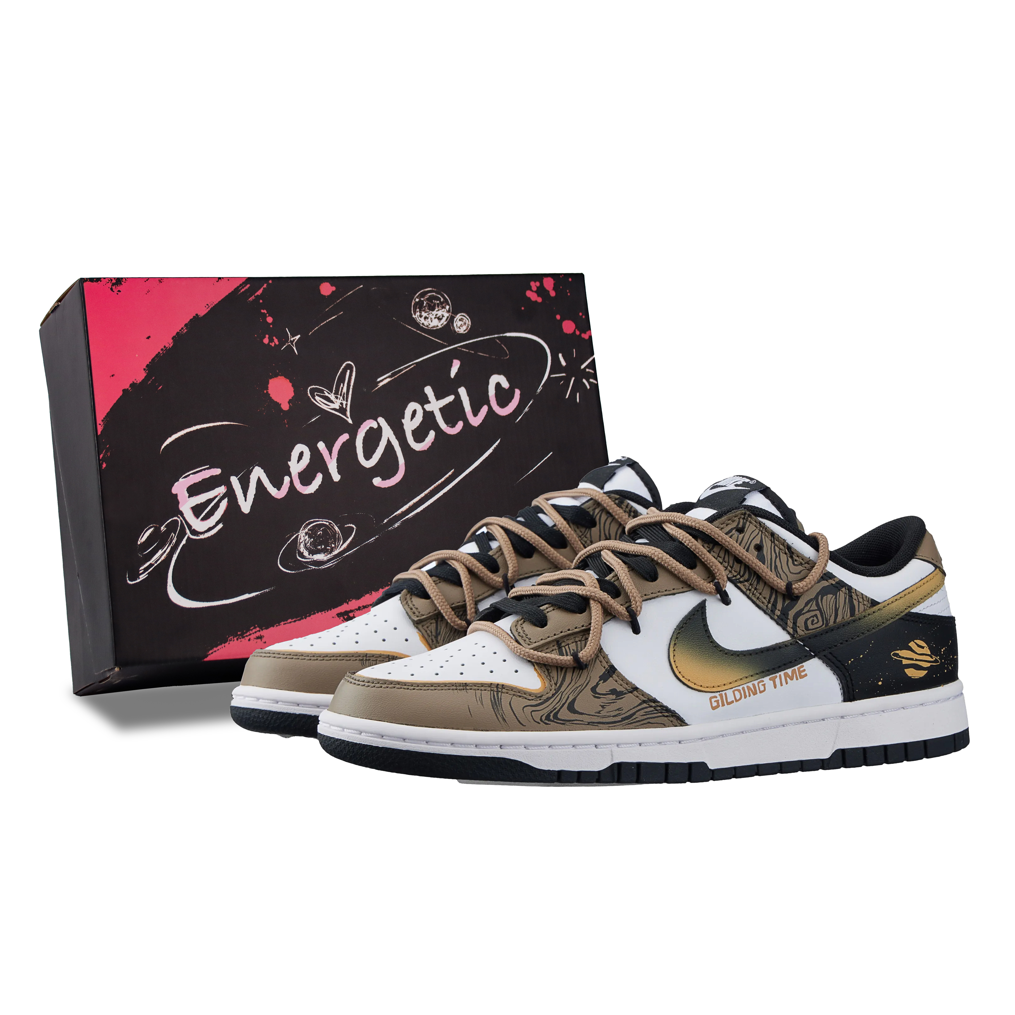 Nike Dunk Golden Years Box Low top Skateboard Shoes Women's Black Brown