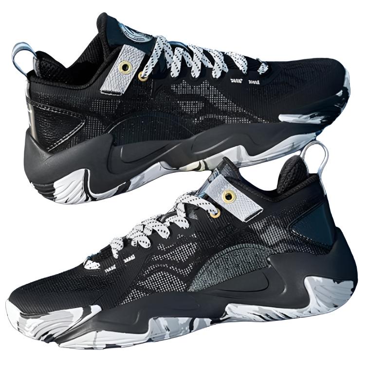 QIAODAN Support Breathable Abrasion Resistant Low top Basketball Shoes Men’s Black Gray