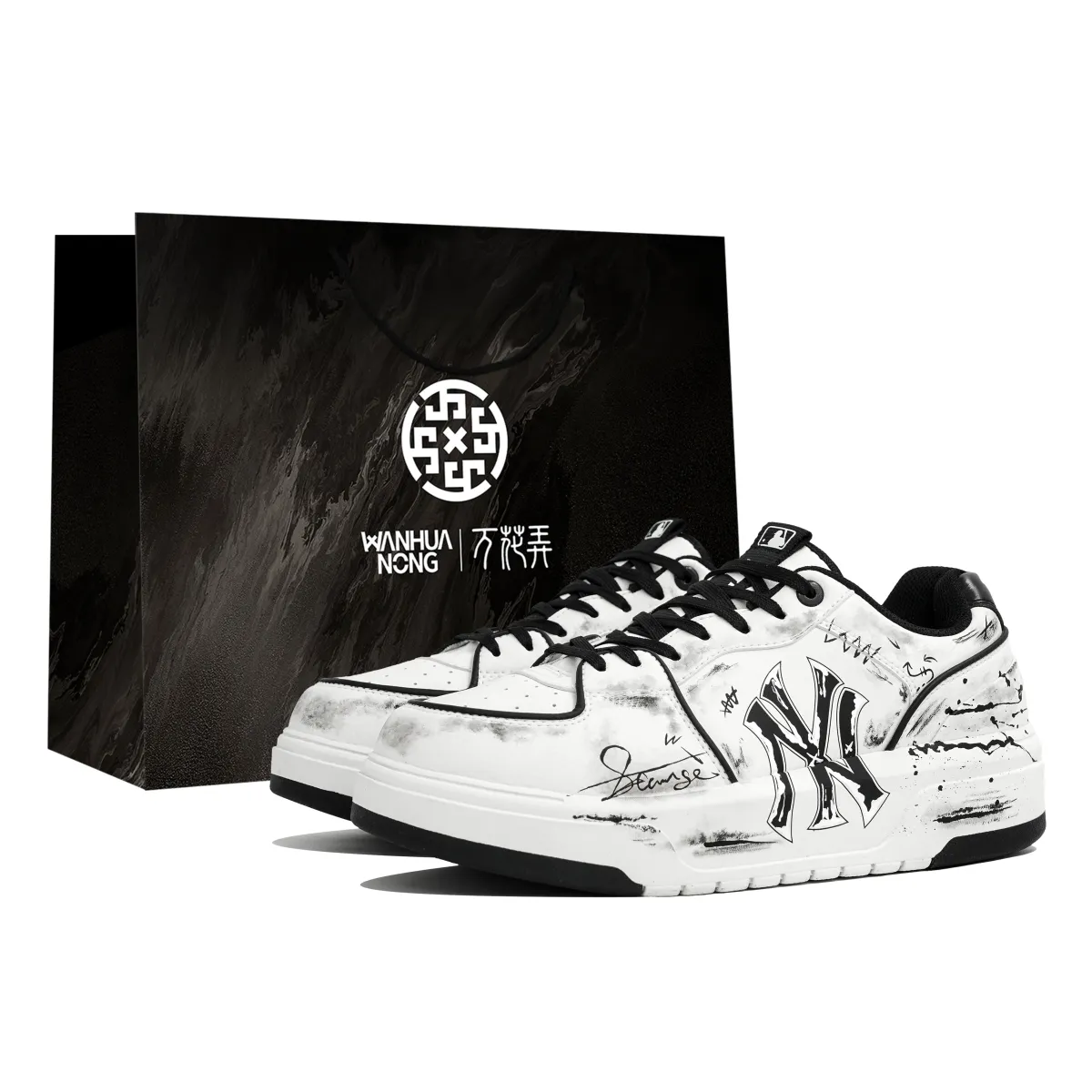 MLB Chunky Liner Wan Hua Tang, Ge, Shopping Bag Slip Resistant Abrasion Resistant Low top Skateboard Shoes Unisex