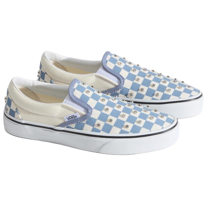 Женские слипоны Vans CLASSIC SLIP-ON (бежево-синий) — Бежевыйбелыйсиний — фото 3