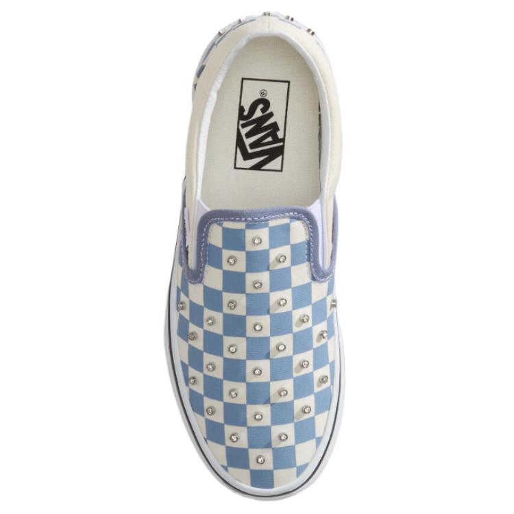 Женские слипоны Vans CLASSIC SLIP-ON (бежево-синий) — Бежевыйбелыйсиний — фото 4