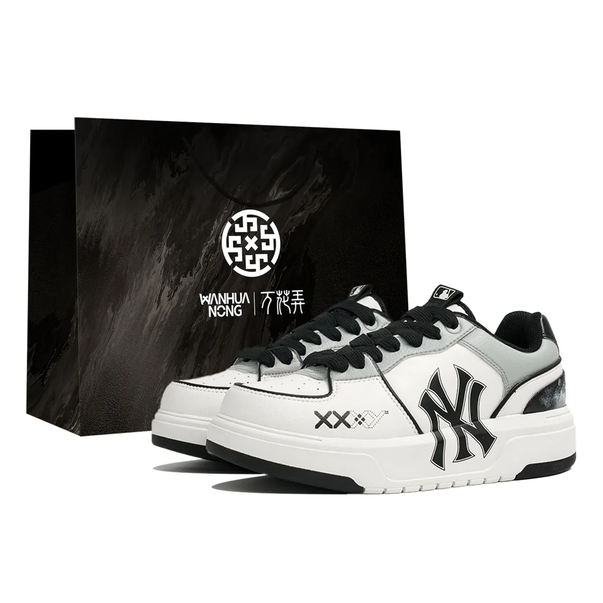 MLB Chunky Liner Kaleidoscope, Gray, Shopping Bag Slip Resistant Abrasion Resistant Low top Skateboard Shoes Unisex