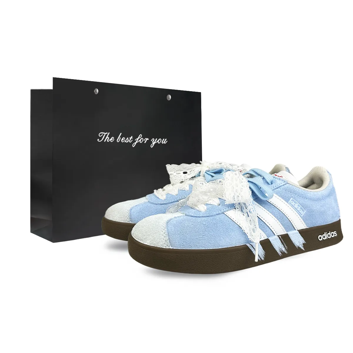 Adidas VL COURT 2.0 Slip Resistant Cushioning Abrasion Resistant Low top Skateboard Shoes Unisex Sky Blue