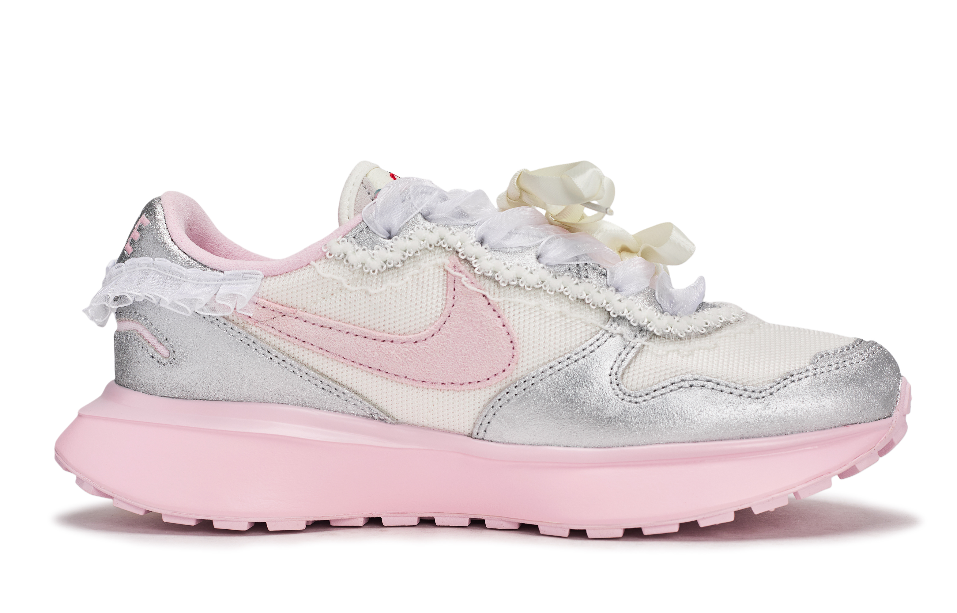 Nike Phoenix Waffle Slip Resistant Abrasion Resistant Low top Running Shoes Women’s Pink White Silver