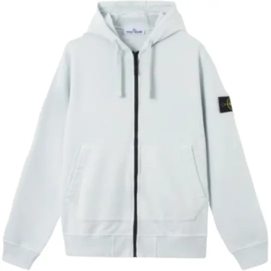 STONE ISLAND однотонная мужская толстовка в рубчик с капюшоном на молнии и длинными рукавами