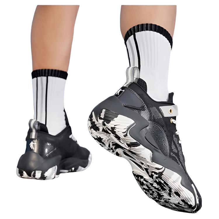 QIAODAN Support Breathable Abrasion Resistant Low top Basketball Shoes Men’s Black Gray