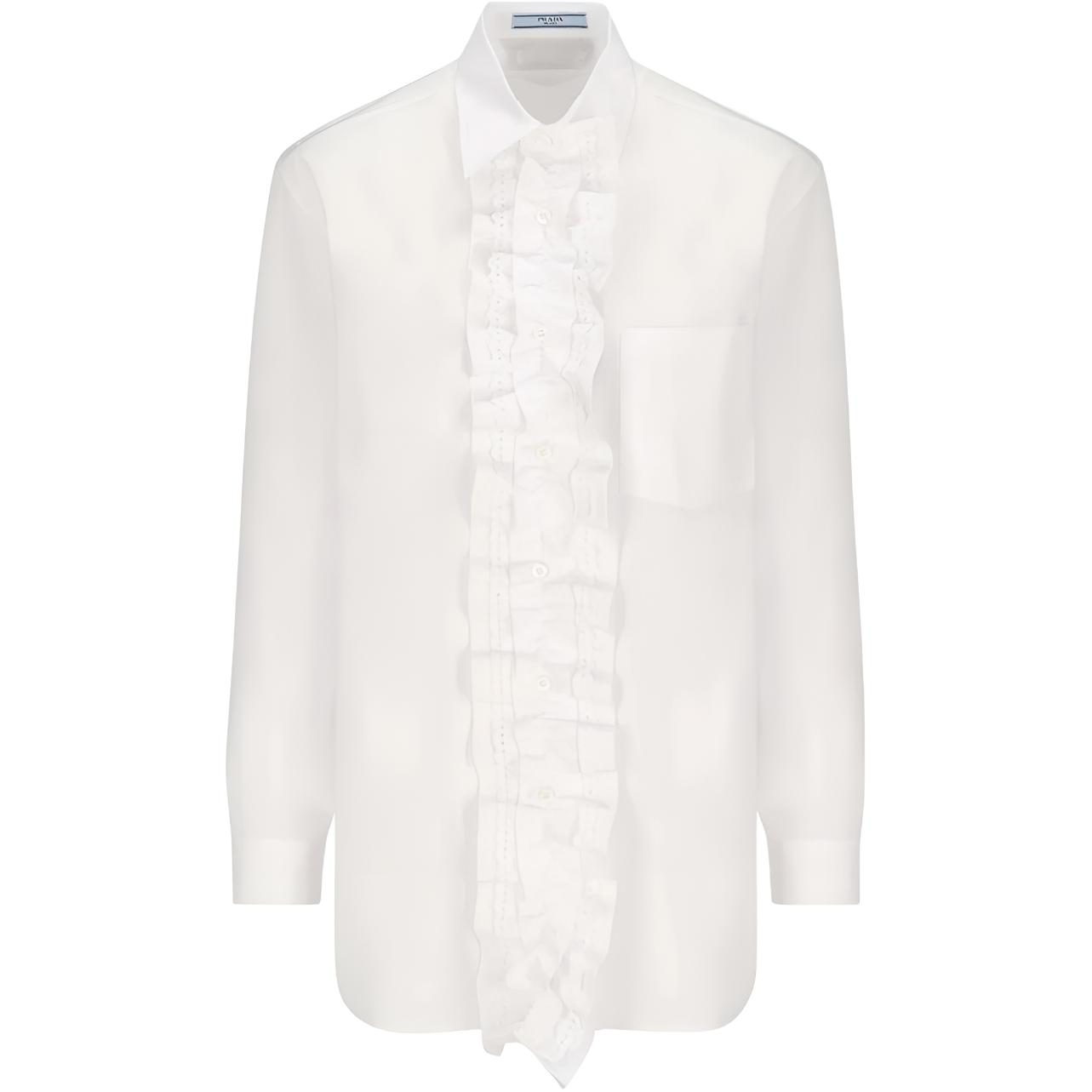 PRADA Shirts Women's White Polo Collar Moderate