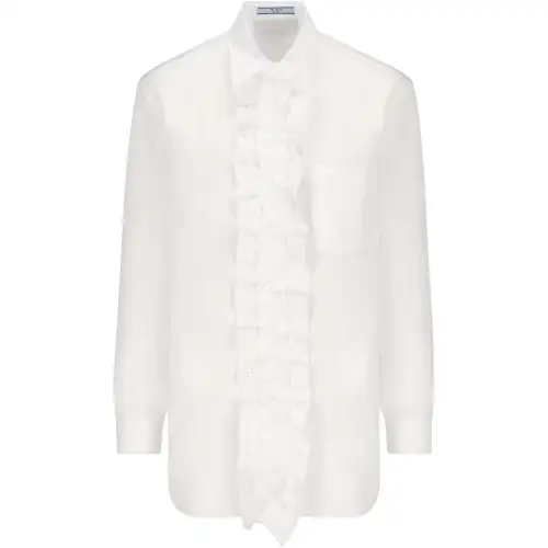 PRADA Shirts Women's White Polo Collar Moderate