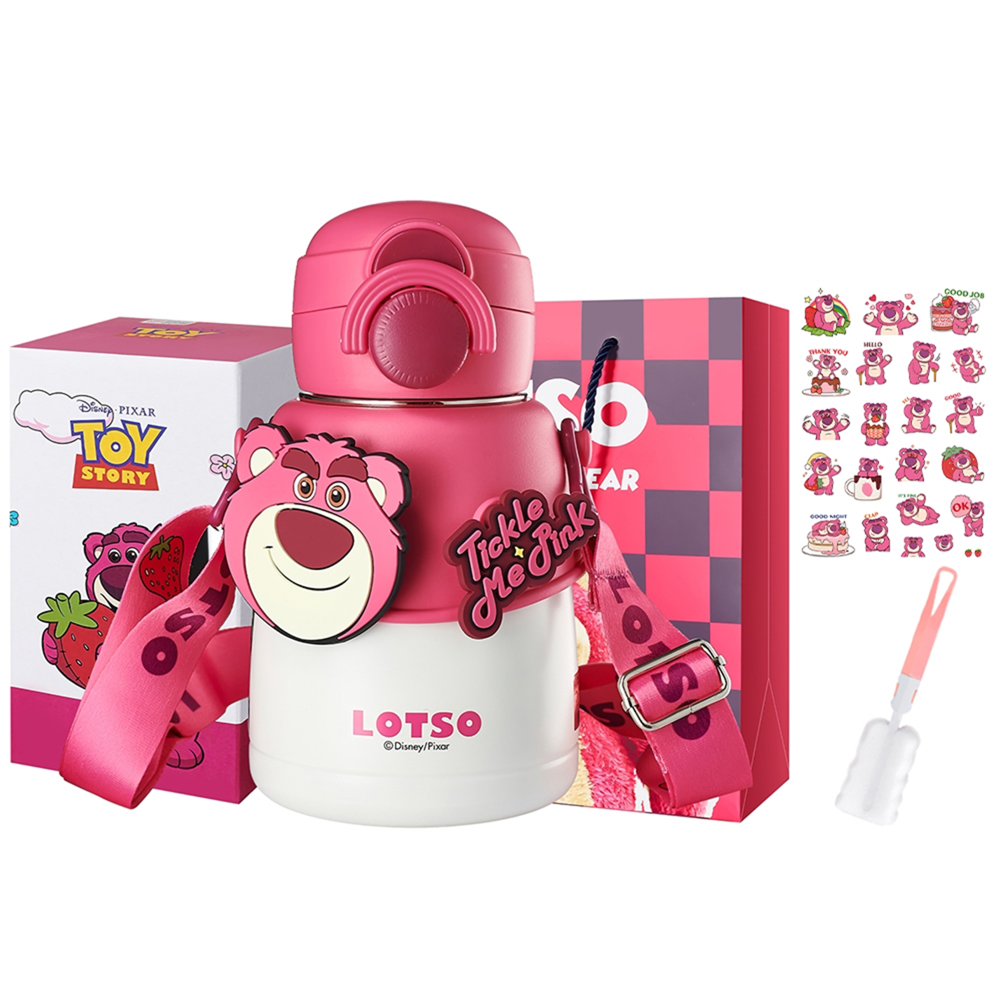 Disney Disney, strawberry with animals, cartoon high quality glass for men and women for students with glass, 600 ml