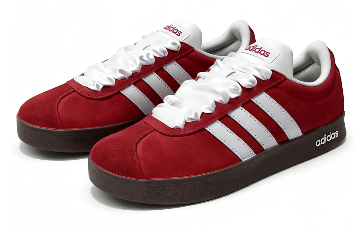 Adidas Vl Court Classic Slip Resistant Abrasion Resistant Low top Skateboard Shoes Unisex Red