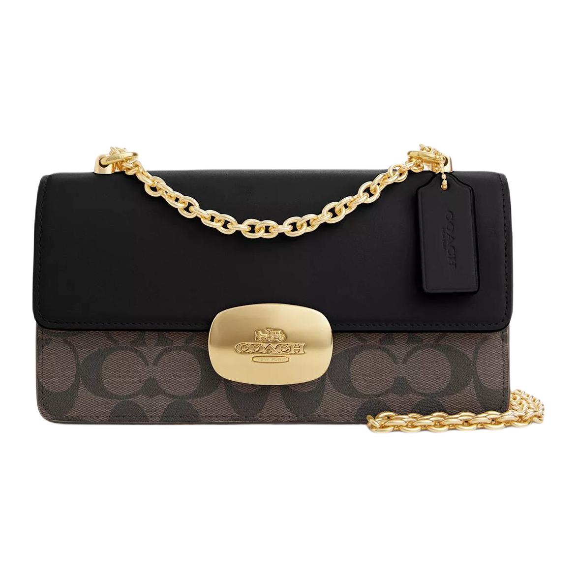 Женская сумка COACH Eliza FLAP CROSSBODY 23 (черно-коричневая)