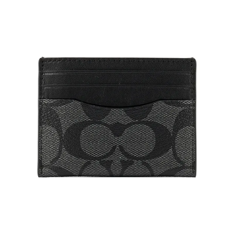 COACH Card Case Coated Canvas Card Holders Men's Gray Black