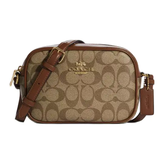 COACH Camera Coated Canvas With Leather Camera Bag, Shoulder Bag, Crossbody Bag Small Women's Brown Monogram