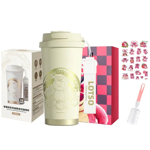 Disney Disney, strawberry, coffee glass, convenient cute universal high quality doll for men and women for students, material, for beloved, 520 ml