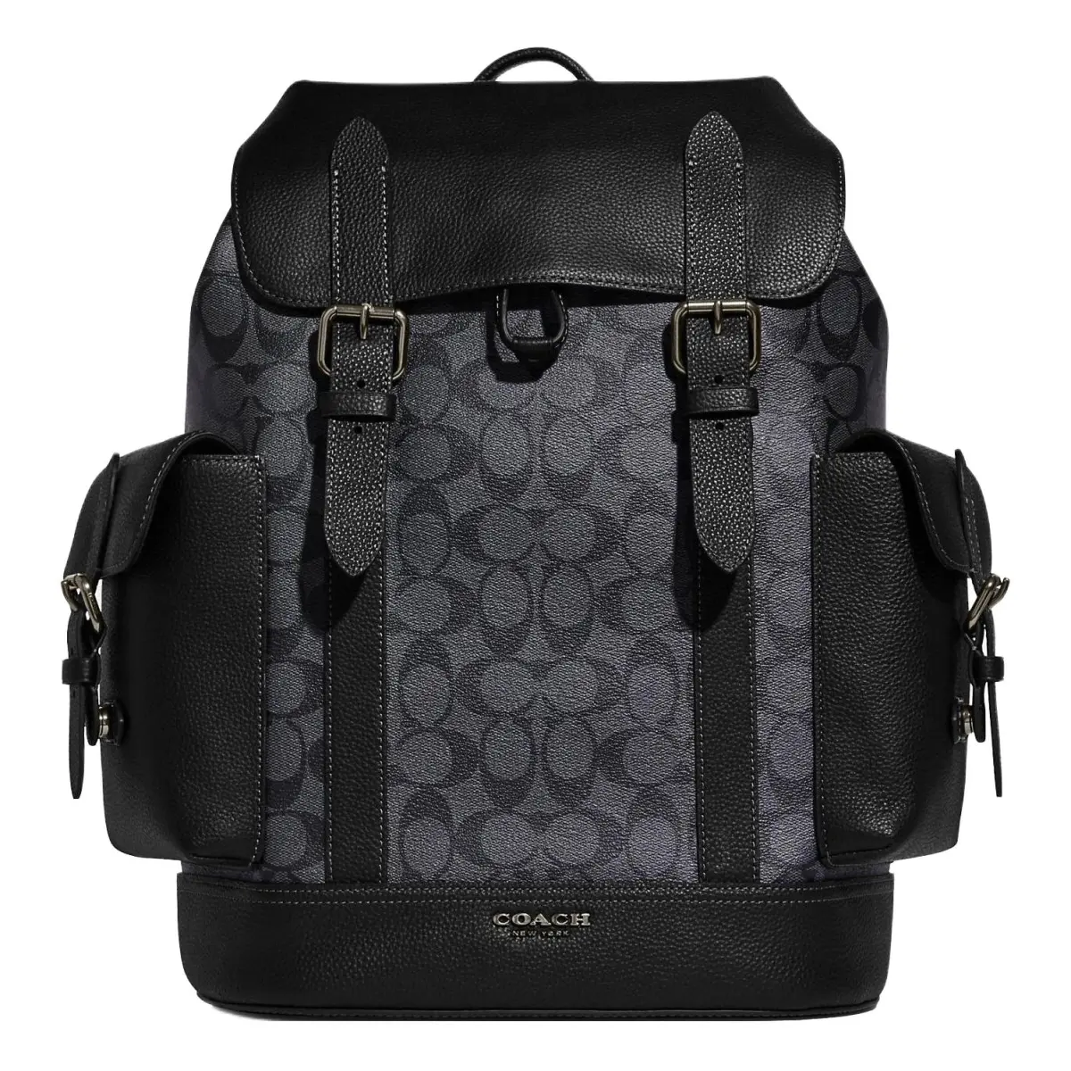 COACH Hudson Natural Pebbled Leather With Canvas Backpack Large Men's Black/Yellow