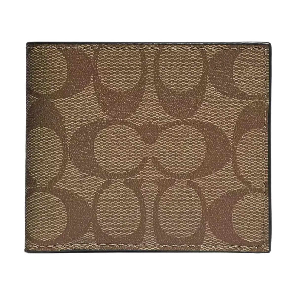 COACH Billfold Wallet Leather With PVC With Canvas Wallet Men's Khaki